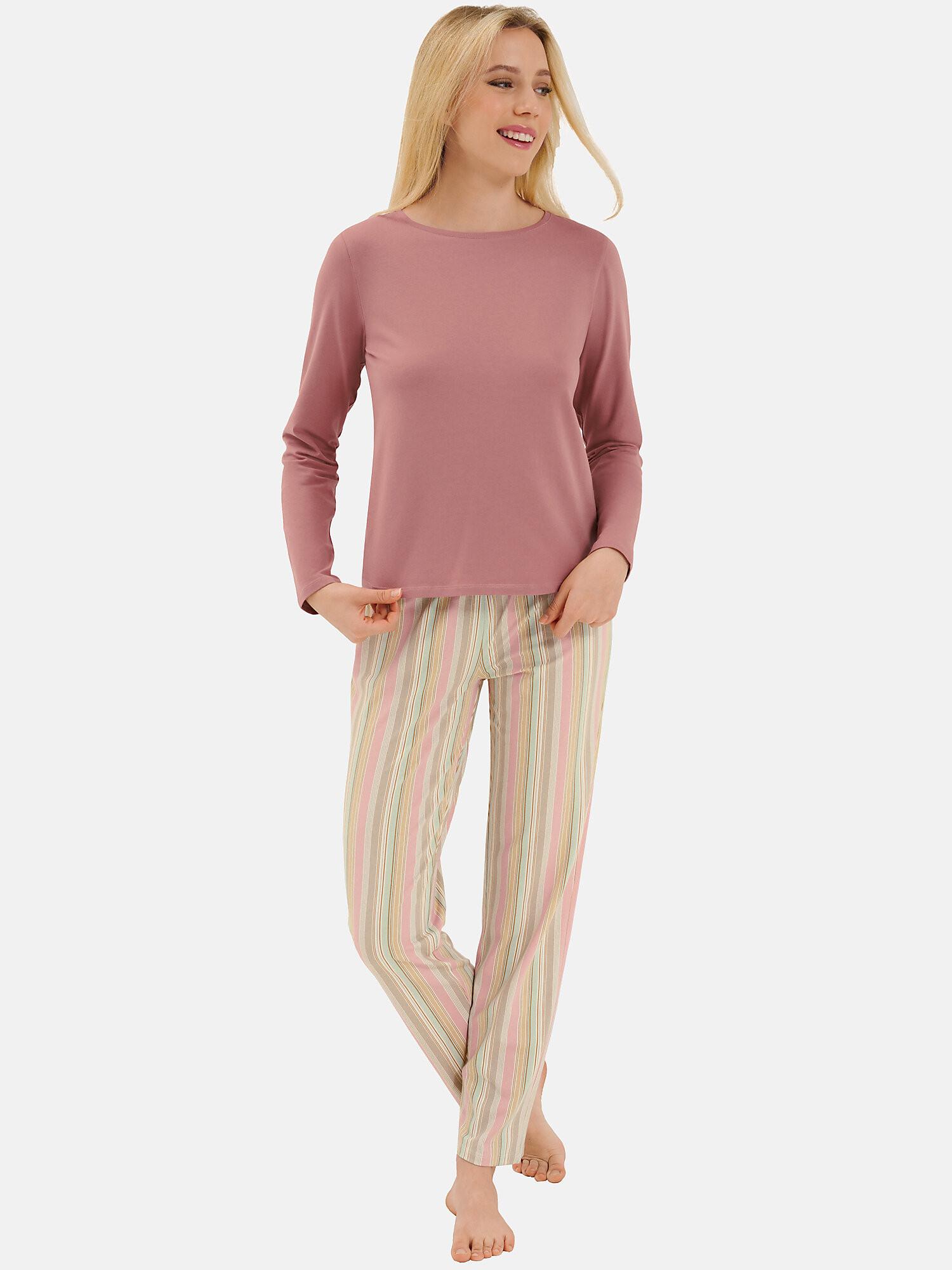 Image of Pyjama Hausanzug Hose Top Langarm Maxine Unisex Altrosa XL