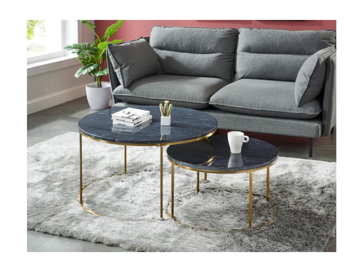 Vente-unique Couchtisch 2erSet Marmor Metall ANGELA  