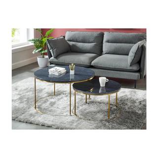 Vente-unique Couchtisch 2erSet Marmor Metall ANGELA  