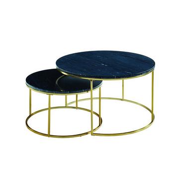 Tables basses gigognes ANGELA Marbre métal doré