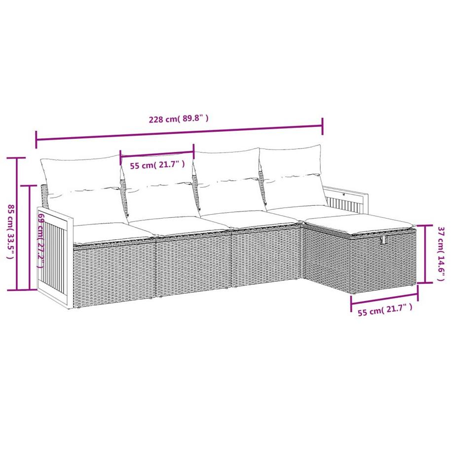 VidaXL Ensemble de canapés de jardin rotin synthétique  