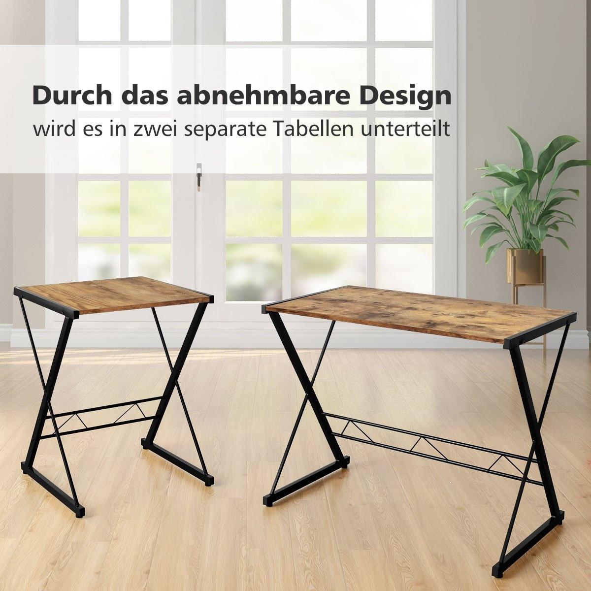 Northix Bureau d'angle Bureau d'ordinateur en forme de L en bois 147 x 112 x 79 cm marron  