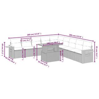 VidaXL Ensemble de canapés de jardin rotin synthétique  