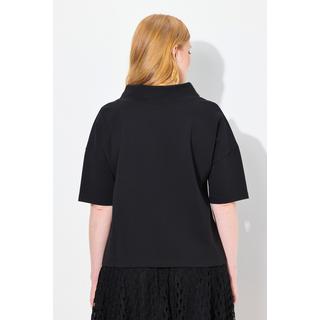 Ulla Popken  Sweat-shirt oversize à manches courtes, col châle 