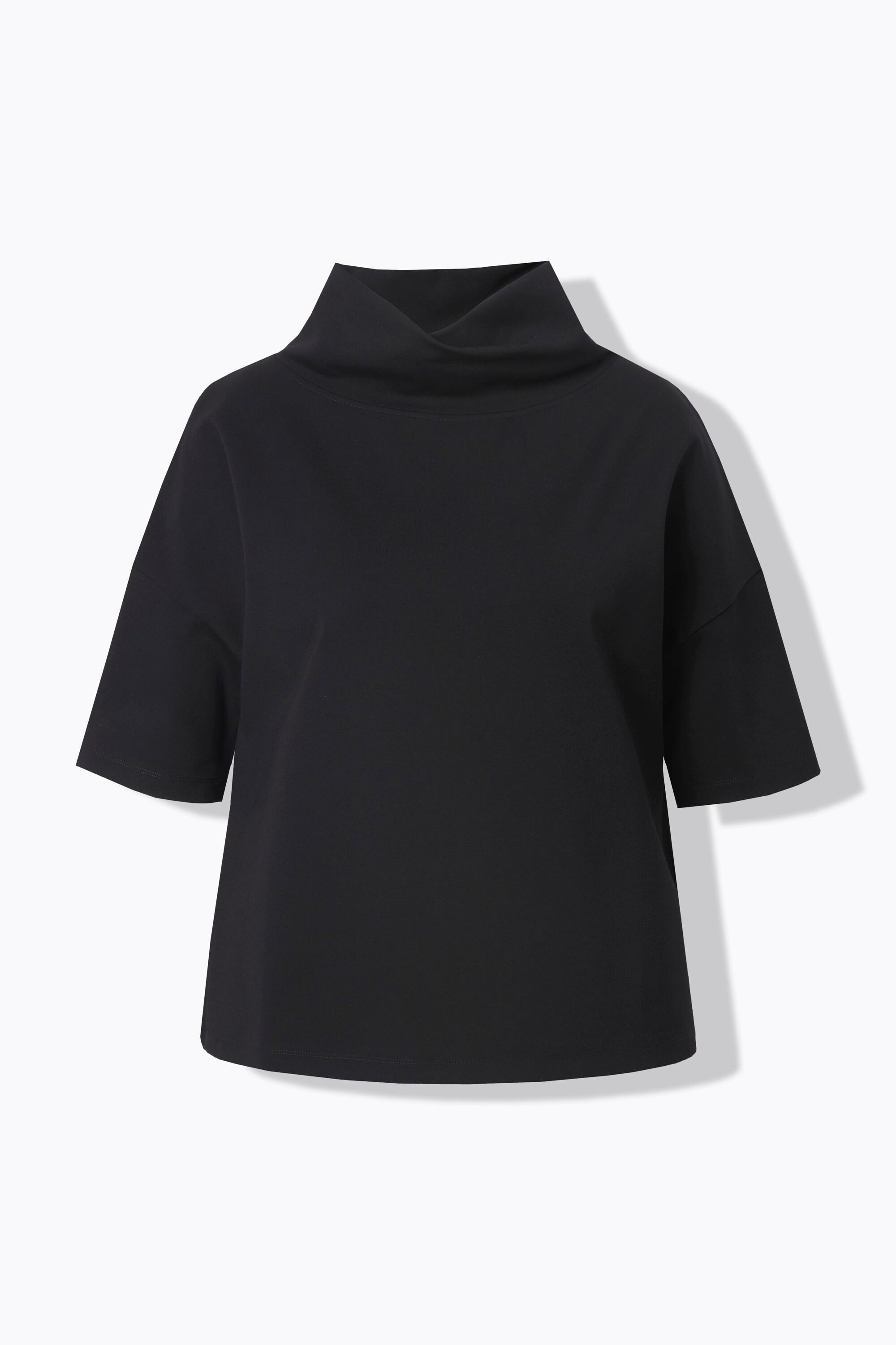 Ulla Popken  Sweat-shirt oversize à manches courtes, col châle 