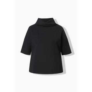 Ulla Popken  Sweat-shirt oversize à manches courtes, col châle 