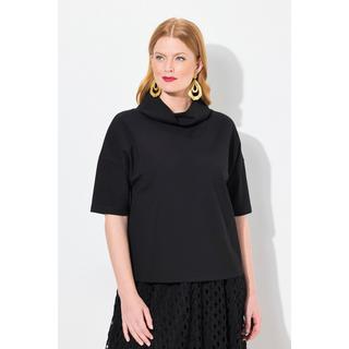 Ulla Popken  Sweat-shirt oversize à manches courtes, col châle 