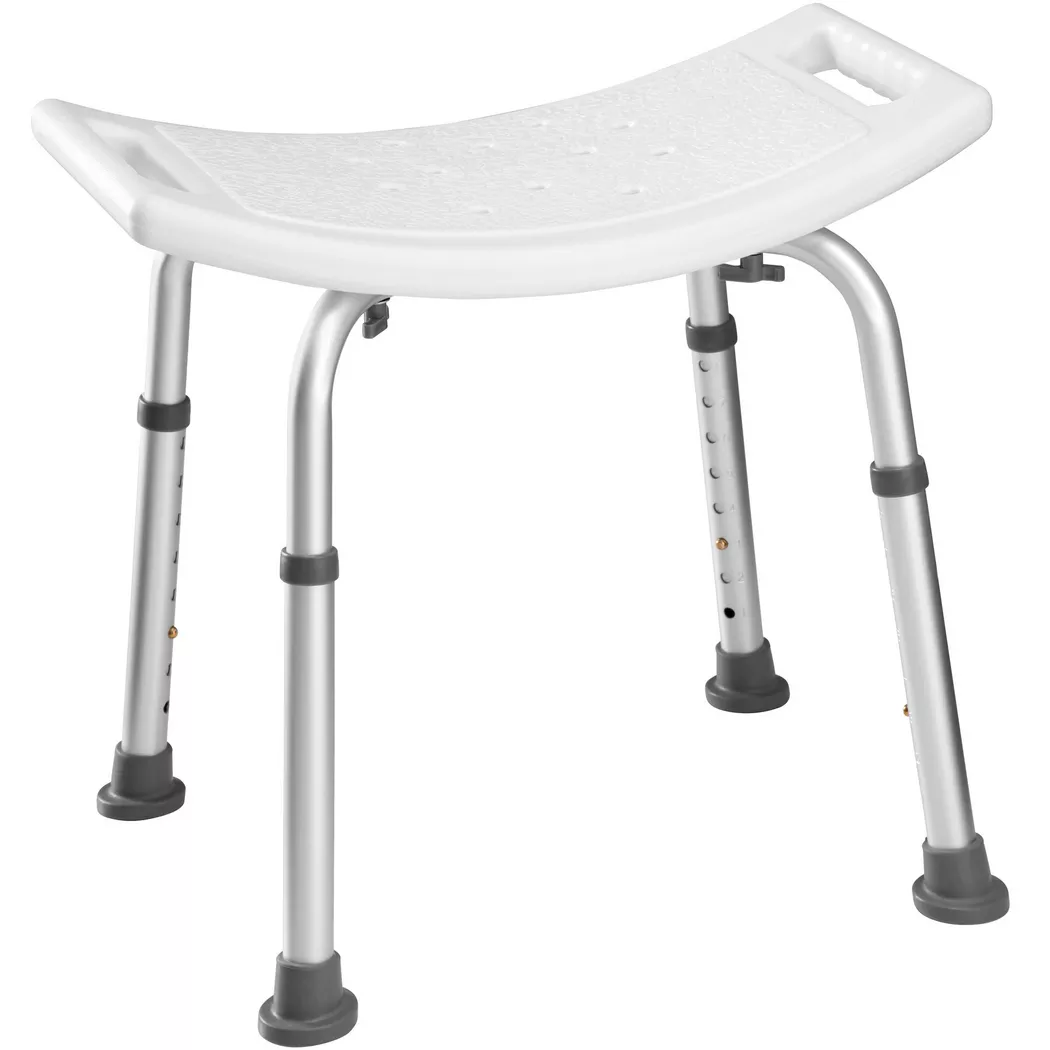 tectake Rectangular Aluminum Shower Stool in White