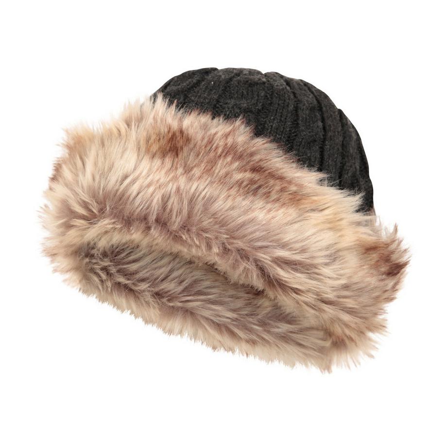 Mountain Warehouse Bonnet d'hiver tricoté avec bordure en fausse fourrure  