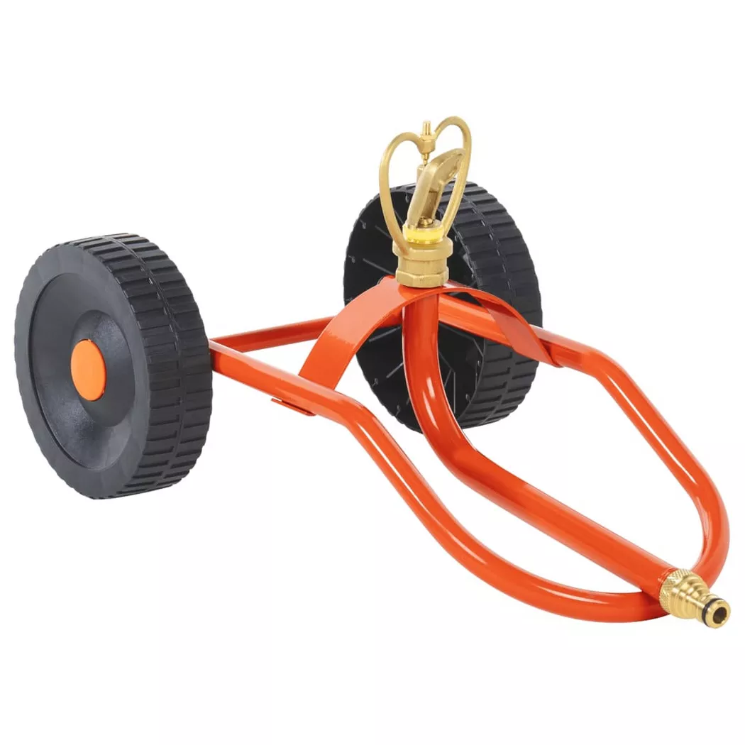 VidaXL - slitta per irrigatore con ruote Acciaio, One Size, Rosso Multicolore