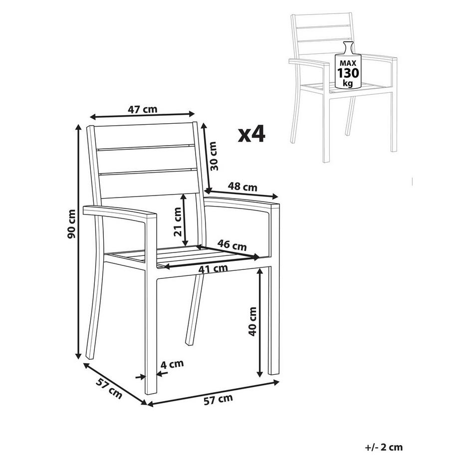 Beliani Gartenstuhl 4er Set aus Kunstholz  PRATO  