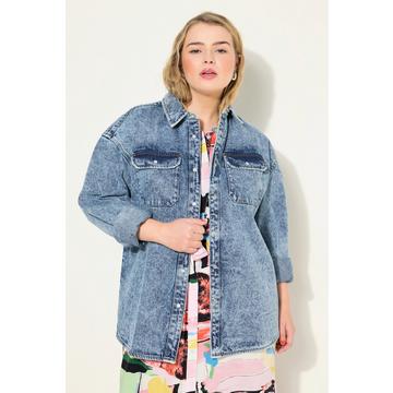 Chemise en jean oversized au look vintage, manches longues