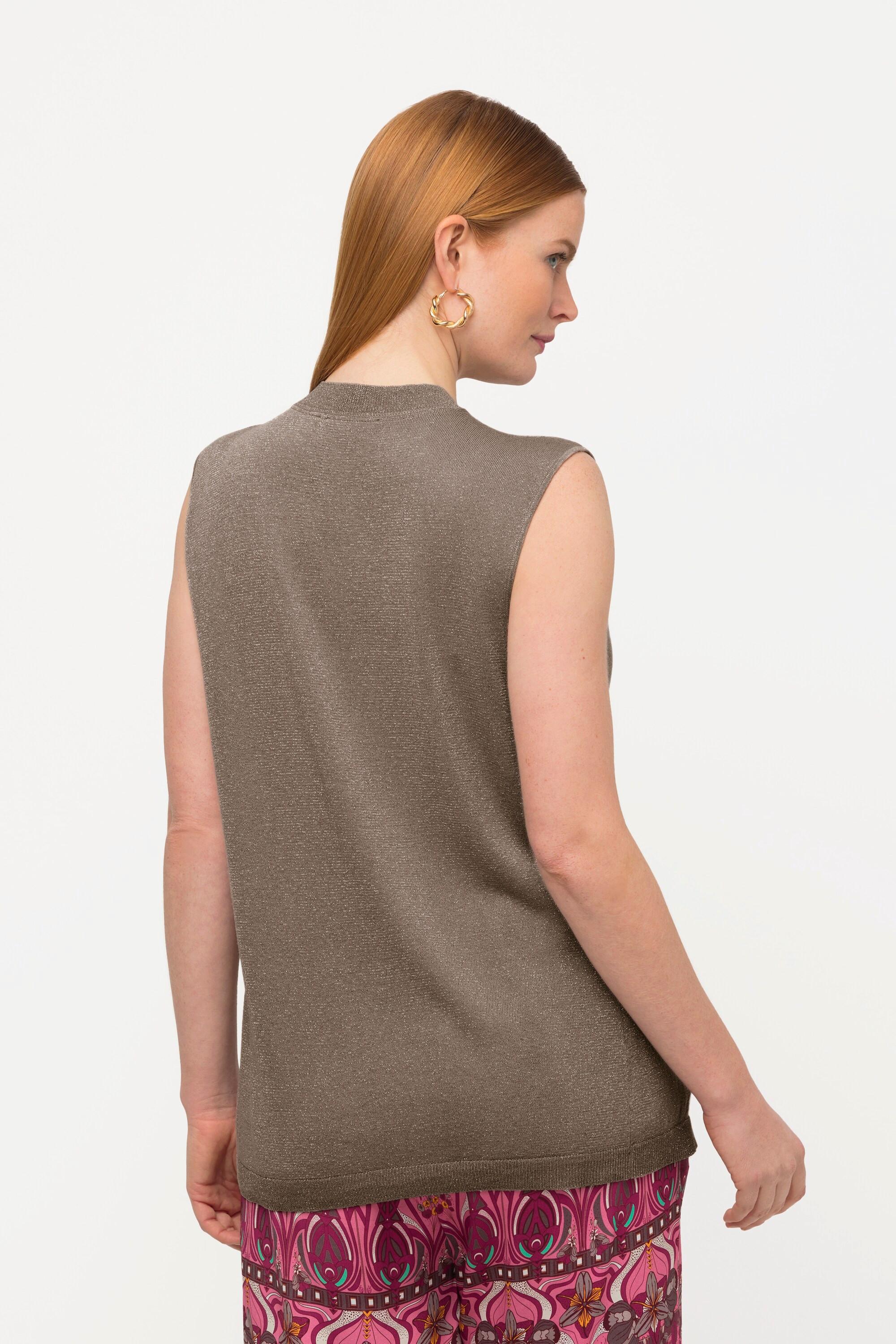 Ulla Popken  Gilet smanicato con effetto metallico e scollo a girocollo 