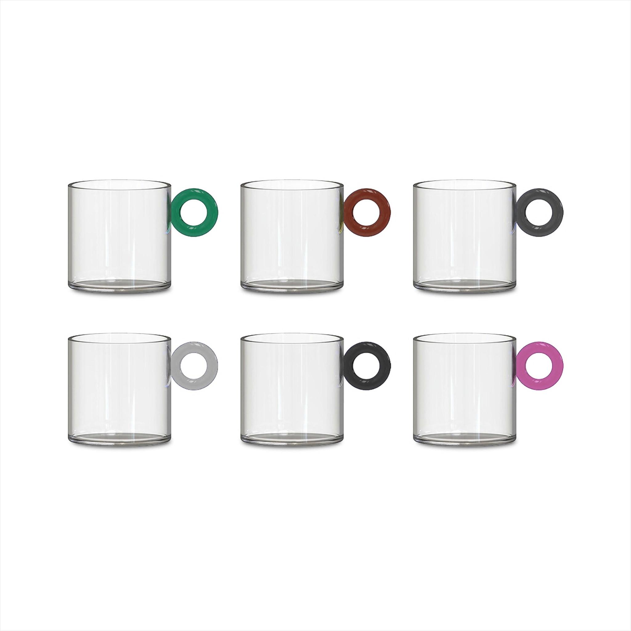 WD Lifestyle Set aus 6 Kaffeetassen mit farbigem Henkel  