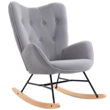 Fauteuil à bascule, balançoire ergonomique, fauteuil, chaise d'allaitement aspect velours, fauteuil à bascule pouvant supporter jusqu'à 150 kg, pour chambre à coucher, salon, gris clair