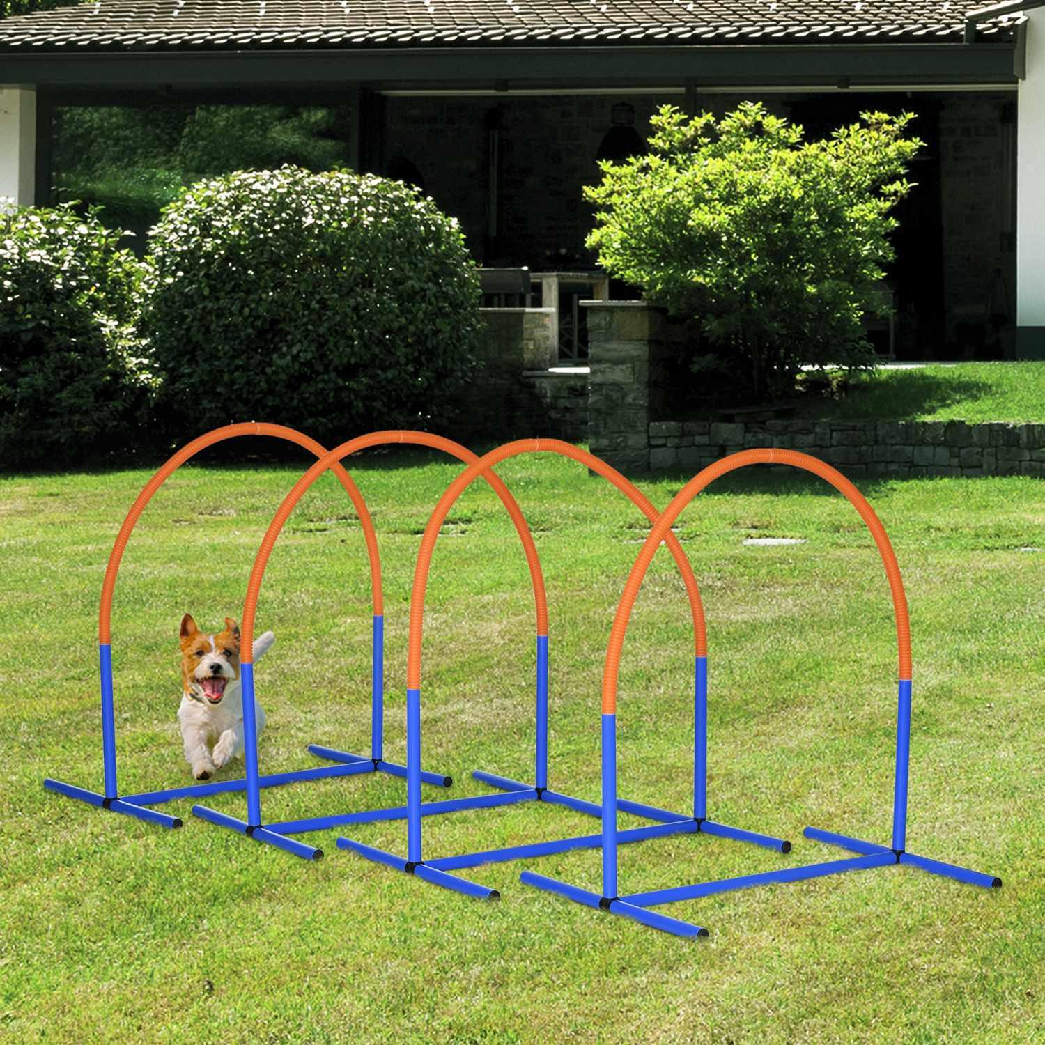 Northio  Hunde-Agility-Trainingsgeräte, Hund Agility Set, 4-Teilges Hundetrainigsset Mit Tragetasche, Blau+Orange, 88 X 64 X 95 Cm 