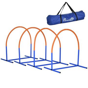 Hunde-Agility-Trainingsgeräte, Hund Agility Set, 4-Teilges Hundetrainigsset Mit Tragetasche, Blau+Orange, 88 X 64 X 95 Cm