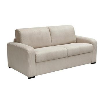 Schlafsofa mit Matratze 3-Sitzer - Liegefläche 140 cm - Matratze 14 cm - Cord - Cremefarben - BEVIS