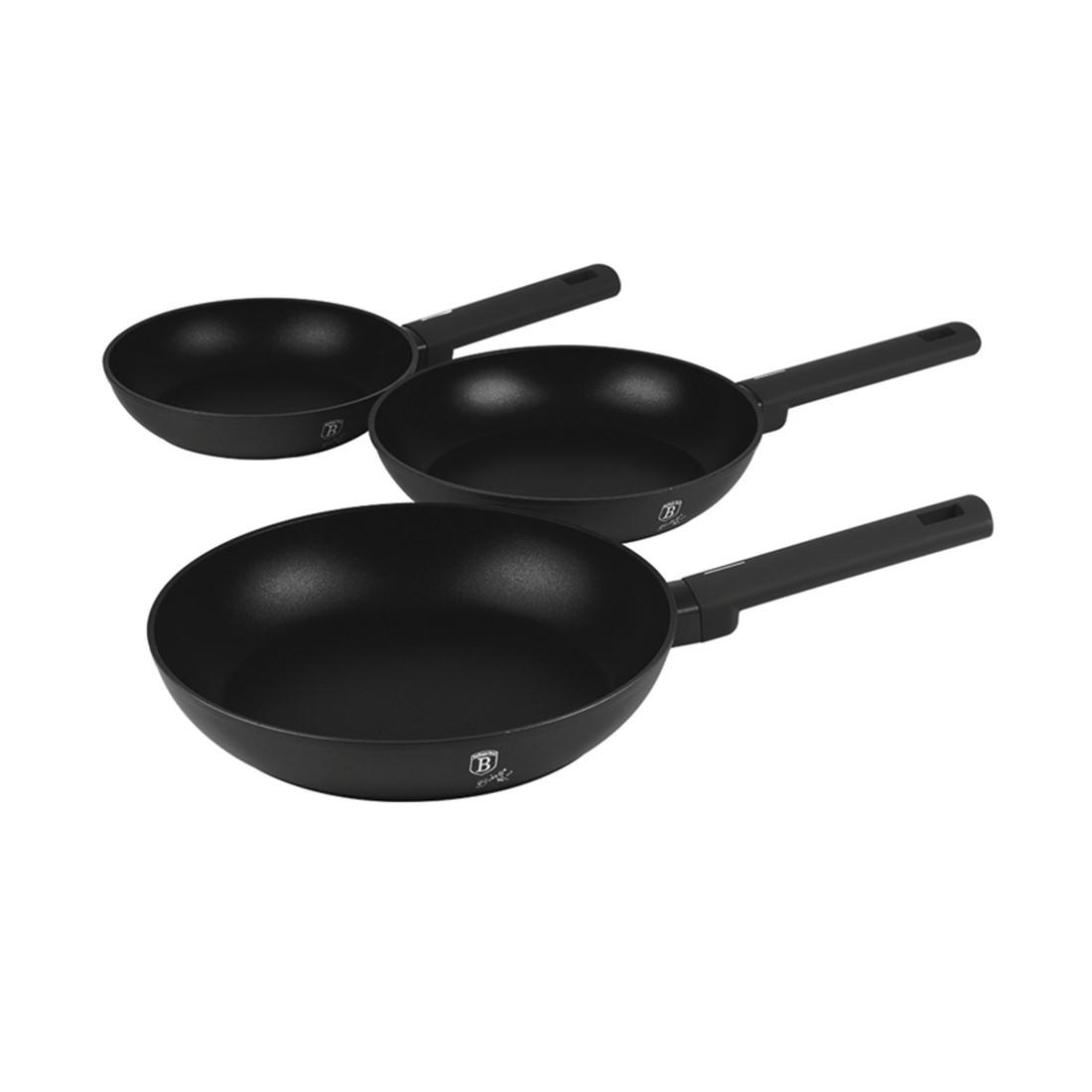 Berlinger 3-teiliges Bratpfannen Set 20/24/28 cm Matte Black Collection  
