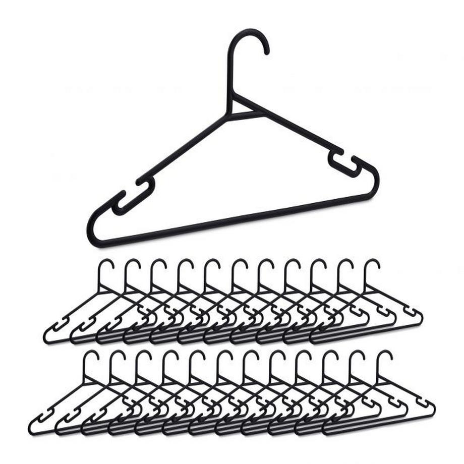 set di 24 grucce appendiabiti in plastica nera