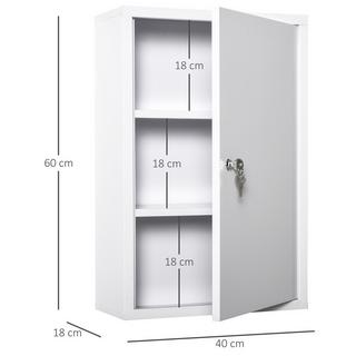 Northio Armoire De Premiers Secours Armoire À Pharmacie 3 Compartiments Verrouillable Acier Blanc 40X18X60Cm  