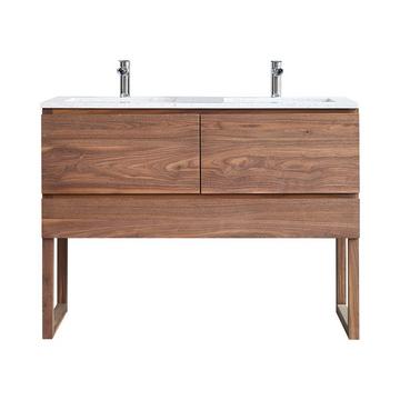 Badezimmerschrank aus Nussbaum massiv und Premium-Terrazzo Moon 120 cm Edgar