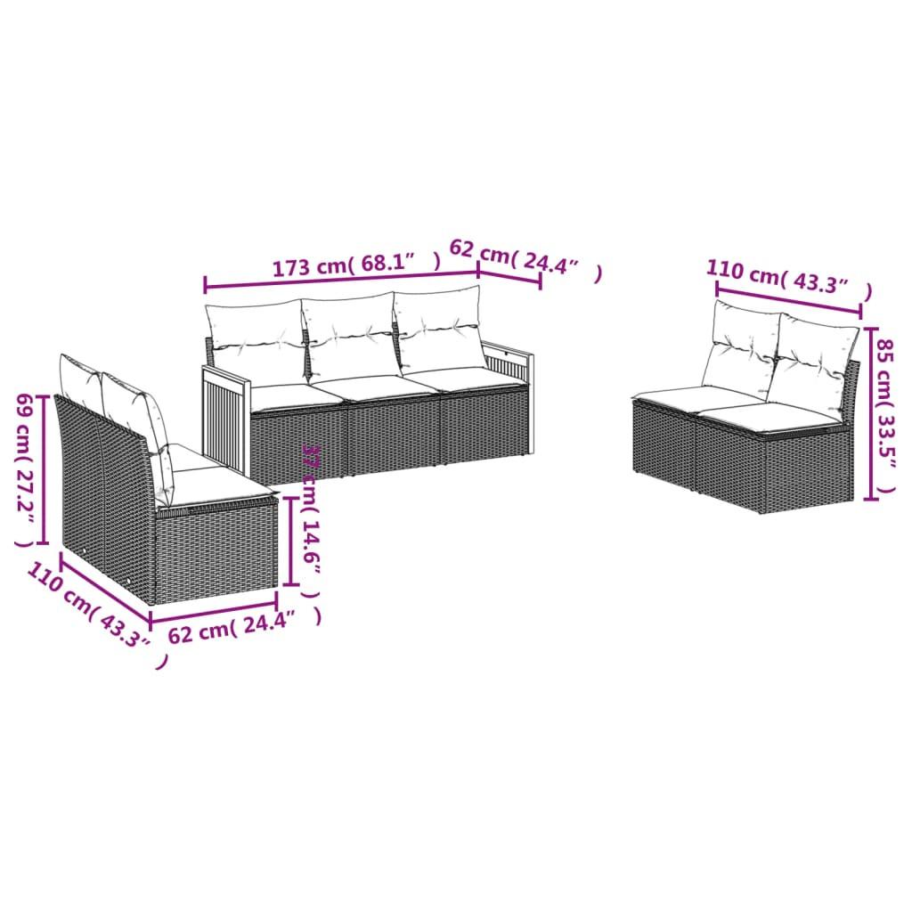 VidaXL Ensemble de canapés de jardin rotin synthétique  