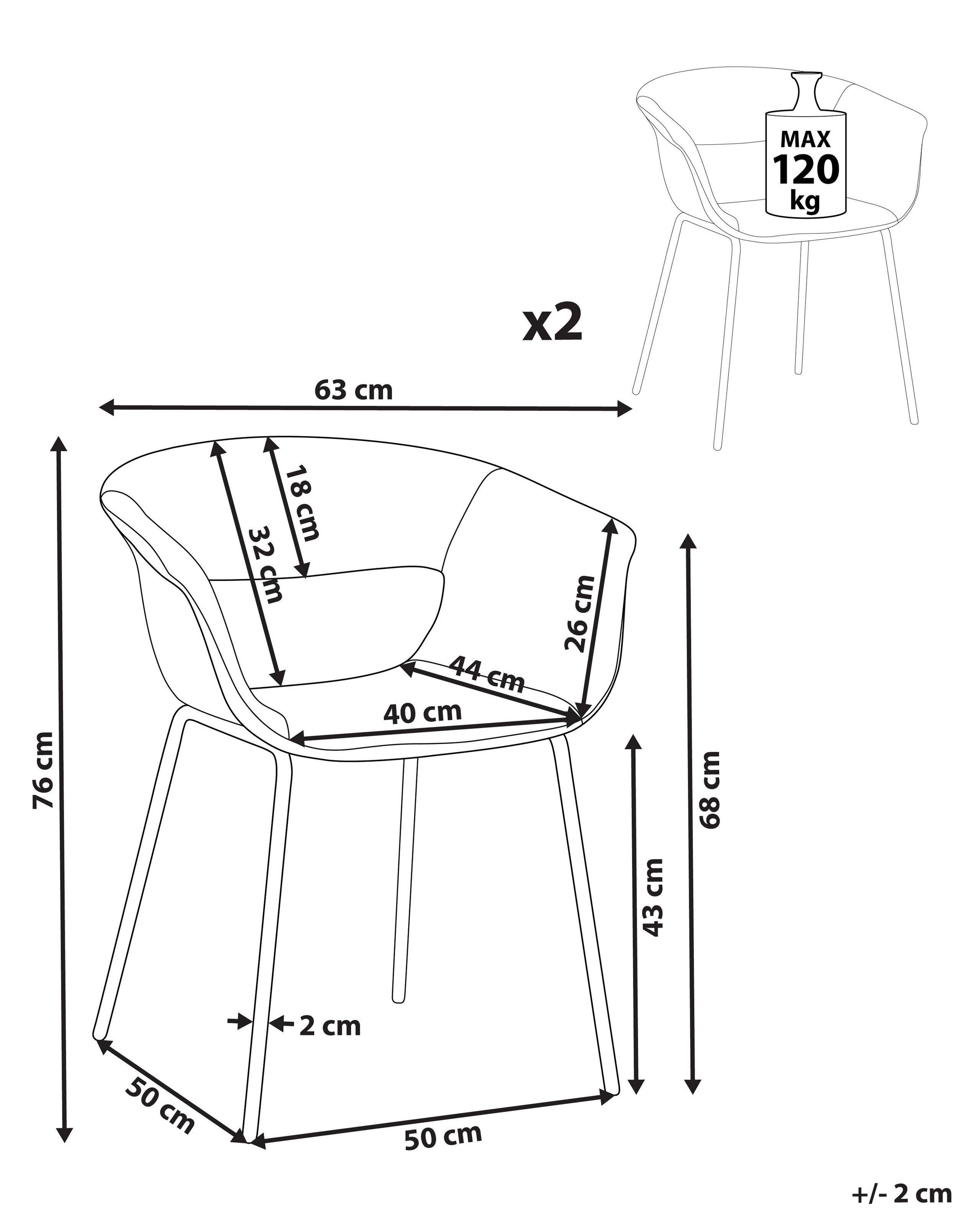 Beliani Esszimmerstuhl 2er Set aus Polyester Modern ELMA  