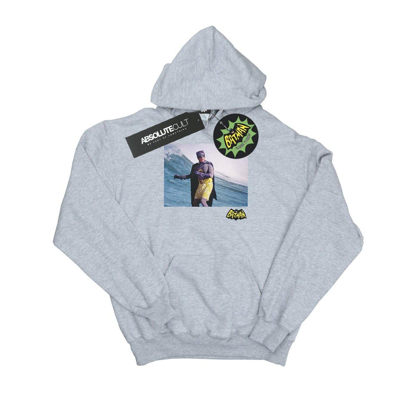 Image of Batman Tv Series Surfing Logo Kapuzenpullover Damen Grau M