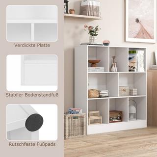 Northix Bücherregal mit 8 Fächern Standregal mit 3 Ebenen Würfelregal Büroregal Aufbewahrungregal 100 x 24 x 104 cm Weiß  