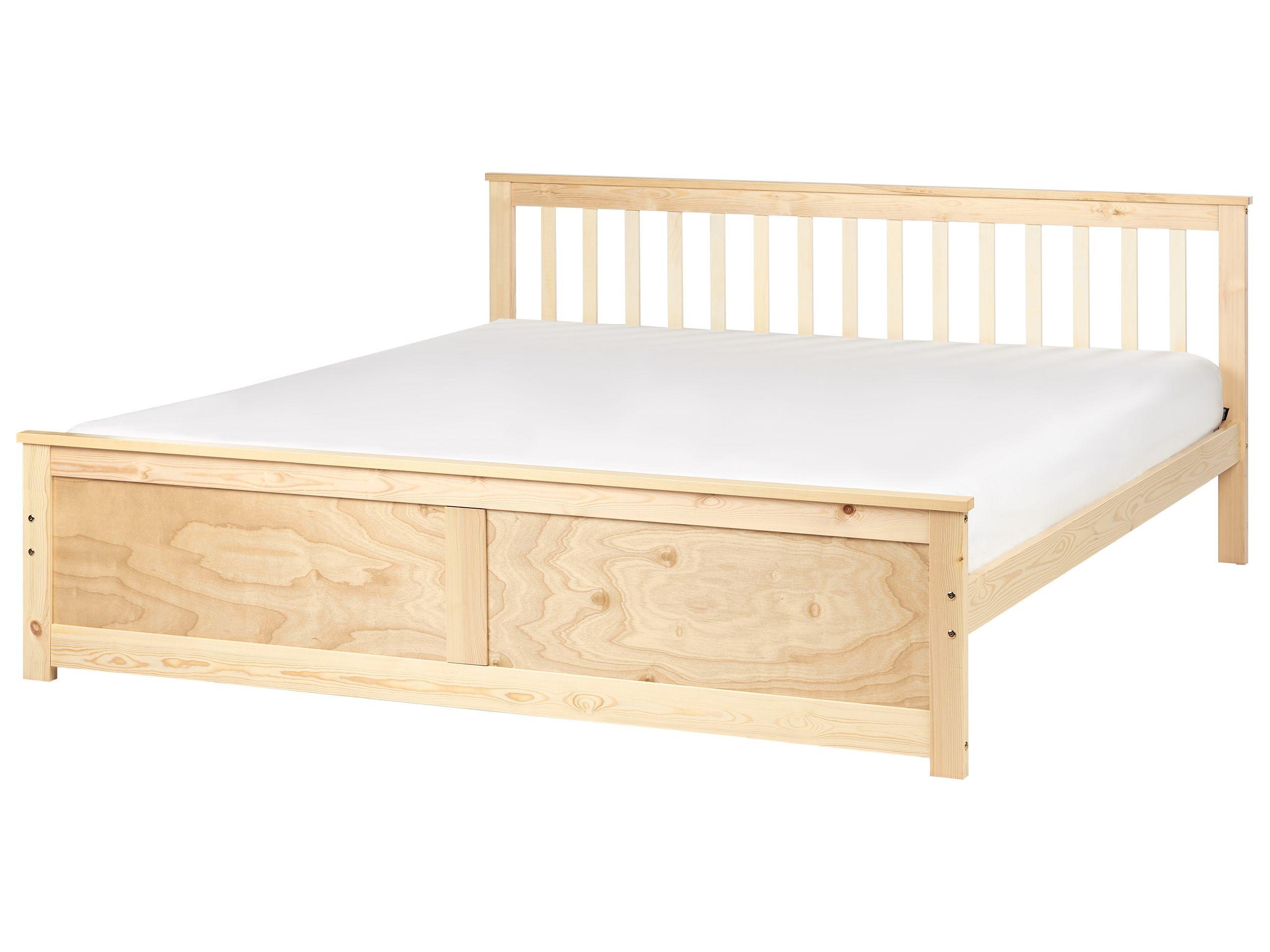 Beliani Lit avec sommier en Bois de pin Scandinave OLENDON  