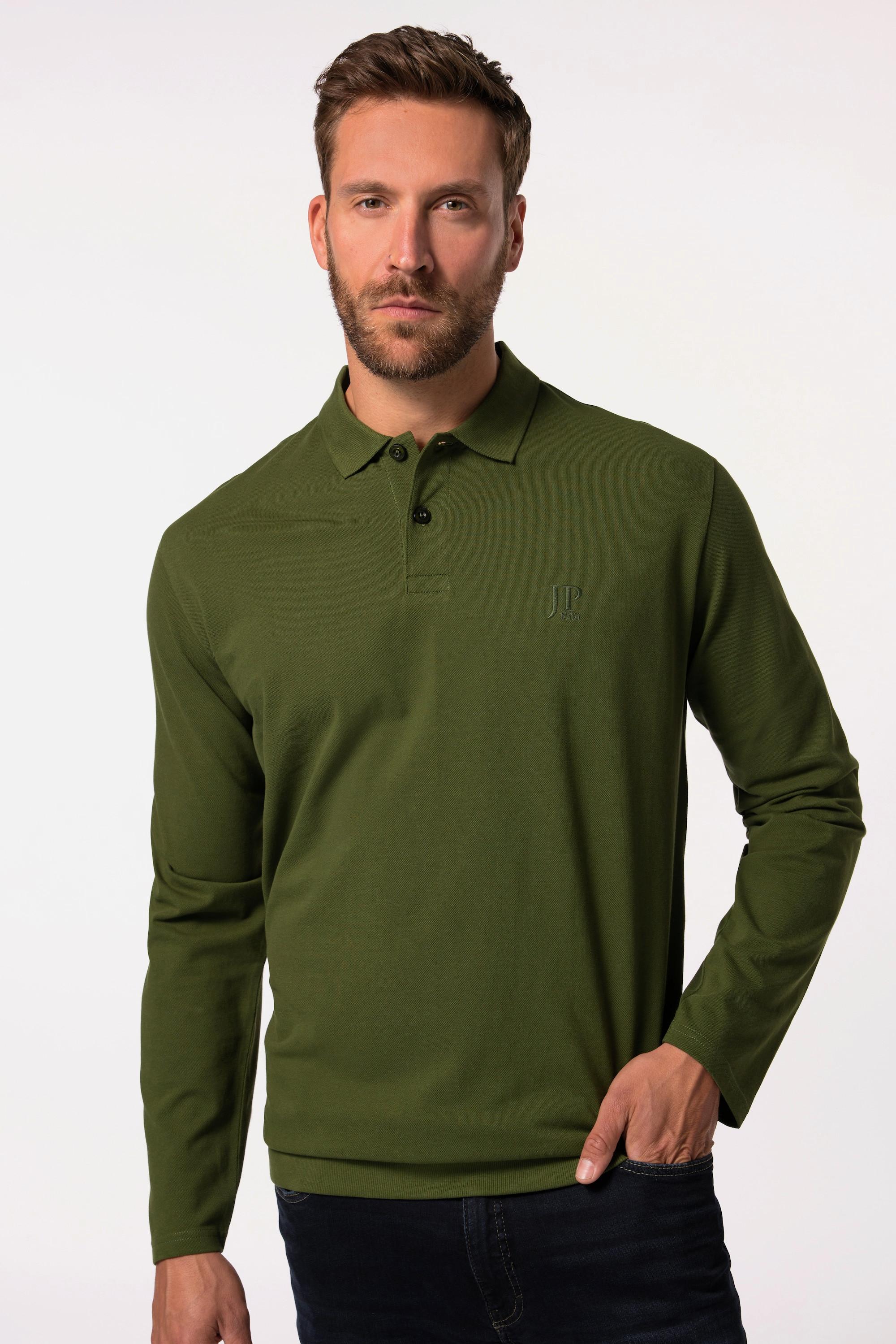 JP1880  Polo en maille piquée, collection Basic. Manches longues et ventre confort. Jusqu'au 8XL. 