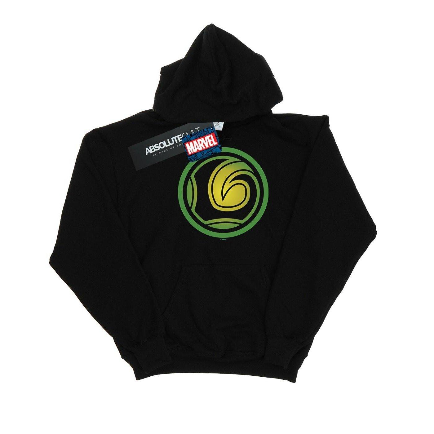 Image of Loki Symbol Kapuzenpullover Unisex Schwarz 140/146