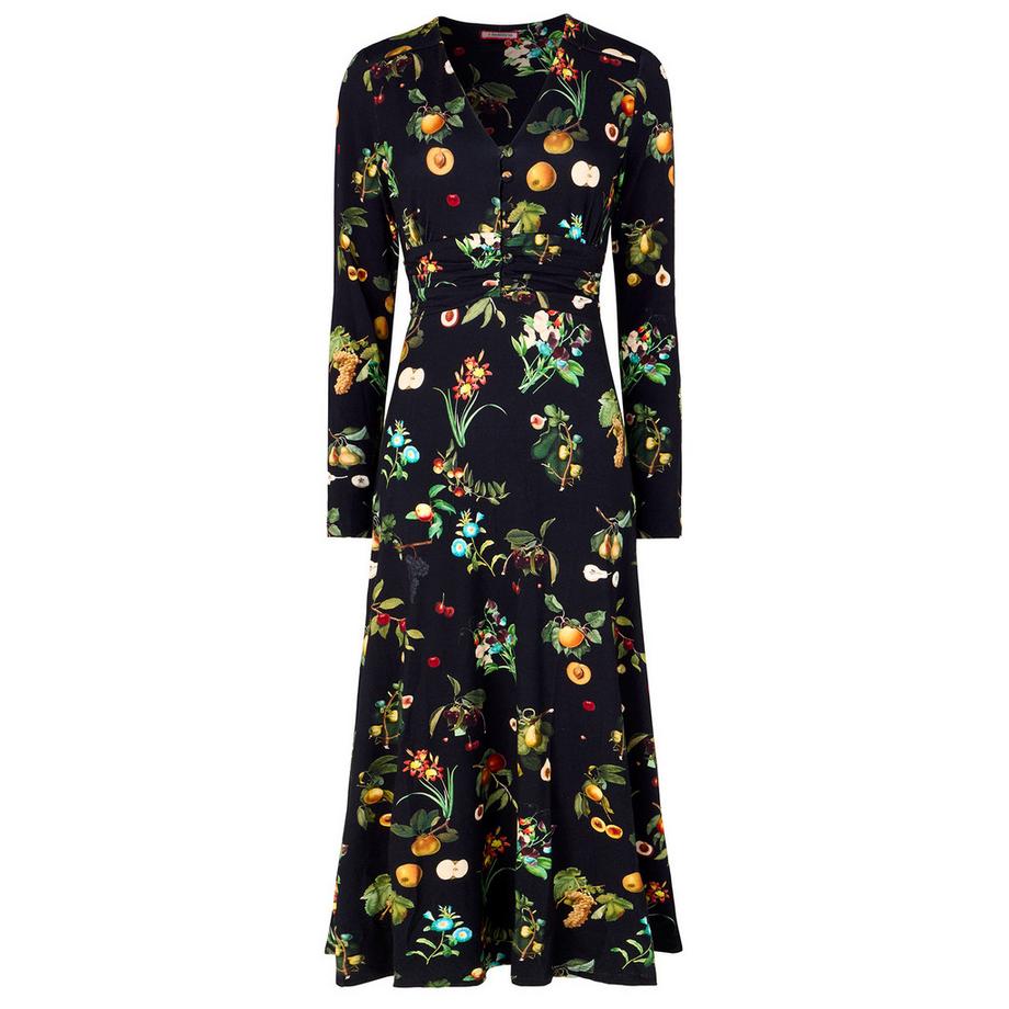 Joe Browns Robe Midi Jersey Motif Fruits Manches Longues  