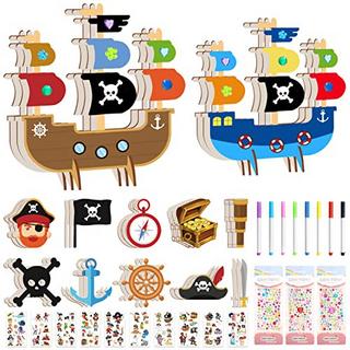 Activity-board  Set d'artisanat pour bateau pirate en bois, fournitures d'artisanat d'art créatif, bateau à peindre 