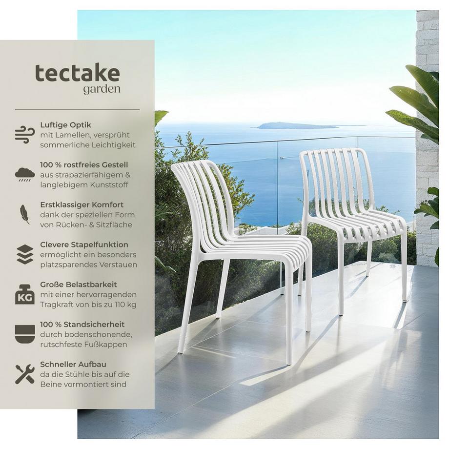 Tectake Gartenstühle Alcudia wetterfest und UV-beständig platzsparend und stapelbar 4er Set  