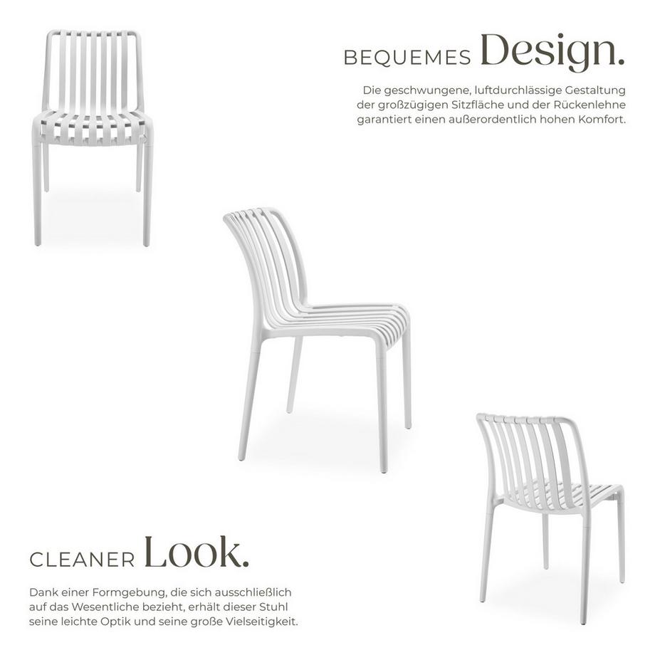 Tectake Gartenstühle Alcudia wetterfest und UV-beständig platzsparend und stapelbar 4er Set  