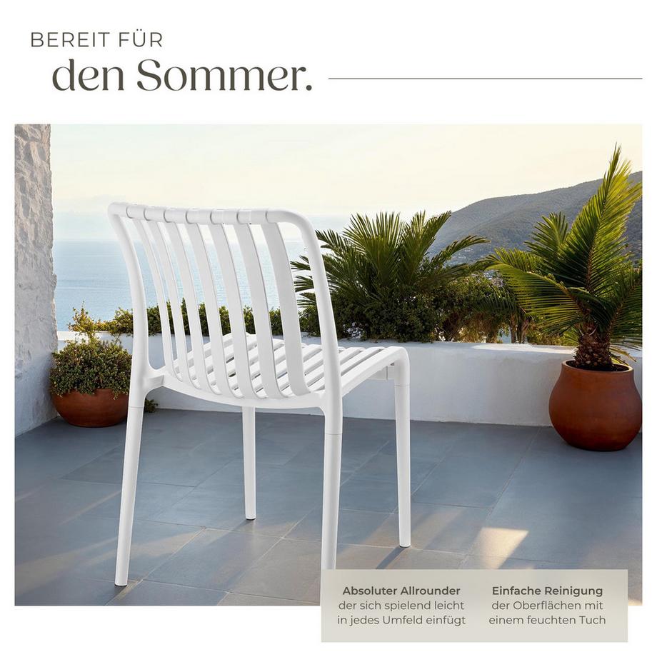 Tectake Gartenstühle Alcudia wetterfest und UV-beständig platzsparend und stapelbar 4er Set  