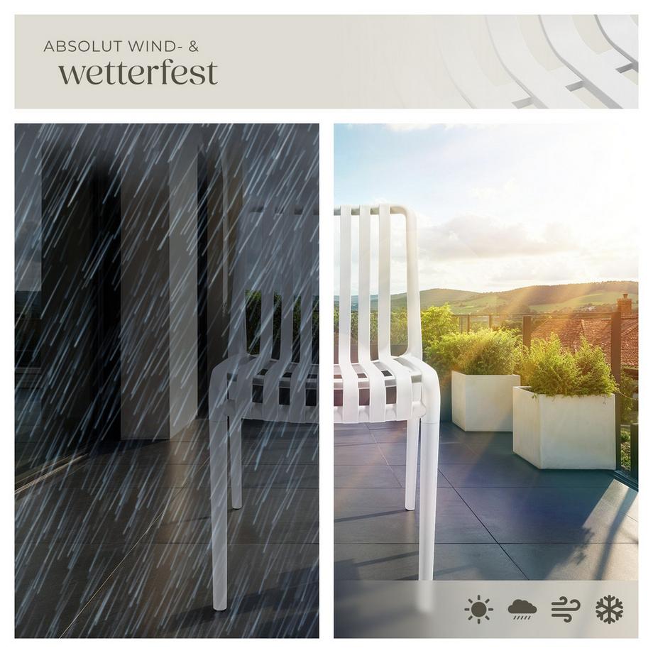 Tectake Gartenstühle Alcudia wetterfest und UV-beständig platzsparend und stapelbar 4er Set  