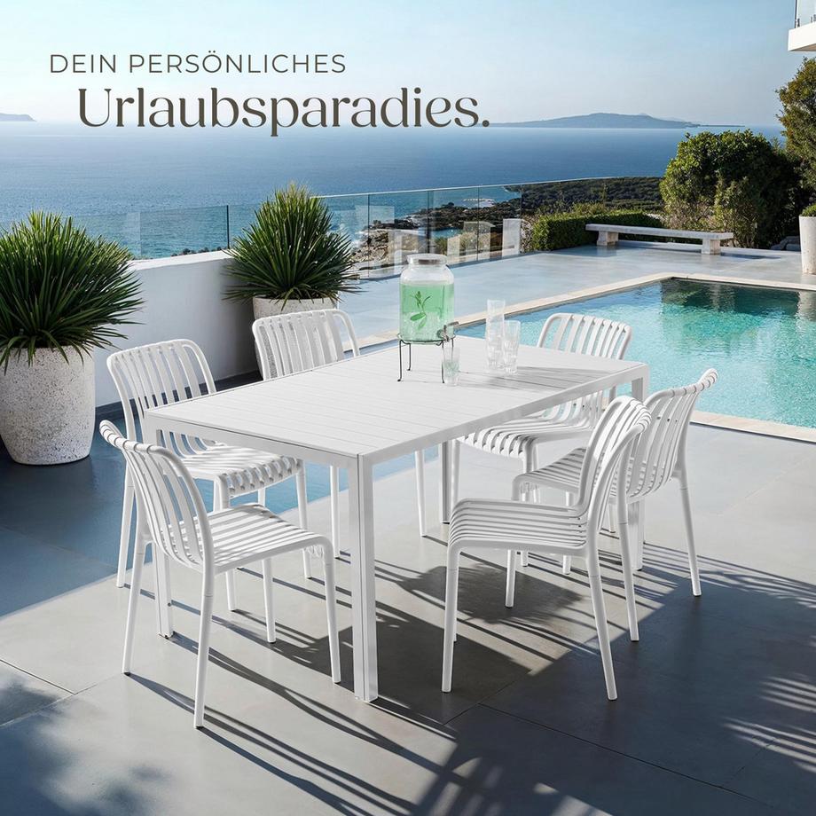 Tectake Gartenstühle Alcudia wetterfest und UV-beständig platzsparend und stapelbar 4er Set  