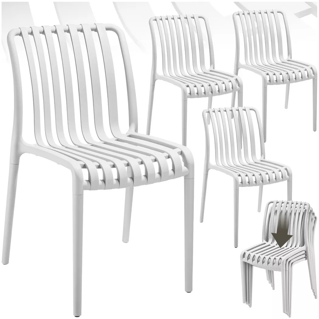 Tectake - Chaises de jardin ALCUDIA résistant aux intempéries et aux UV Lot de 4, 4 Stück, Creme