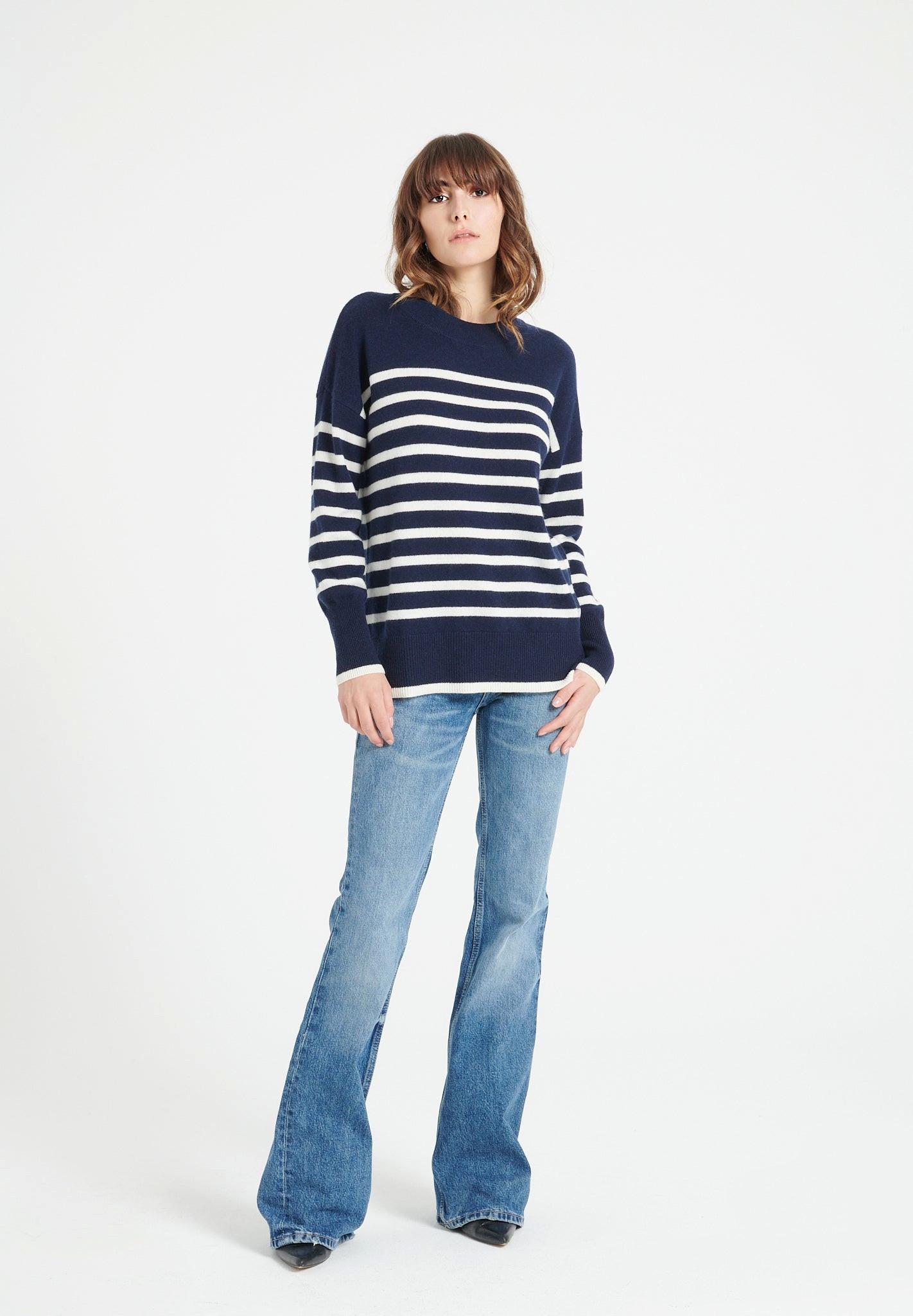 Studio Cashmere8  LILLY 24 Maglia girocollo a righe - 100% cashmere 