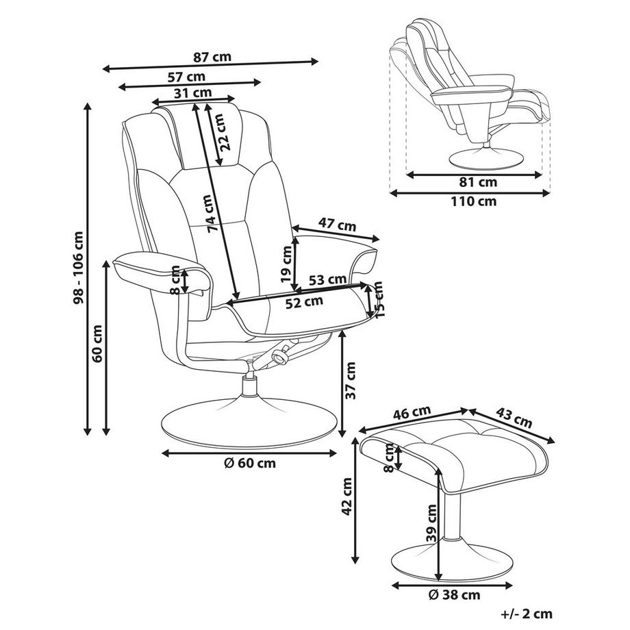 Beliani Sedia reclinabile en Tessuto Classico NYKS  