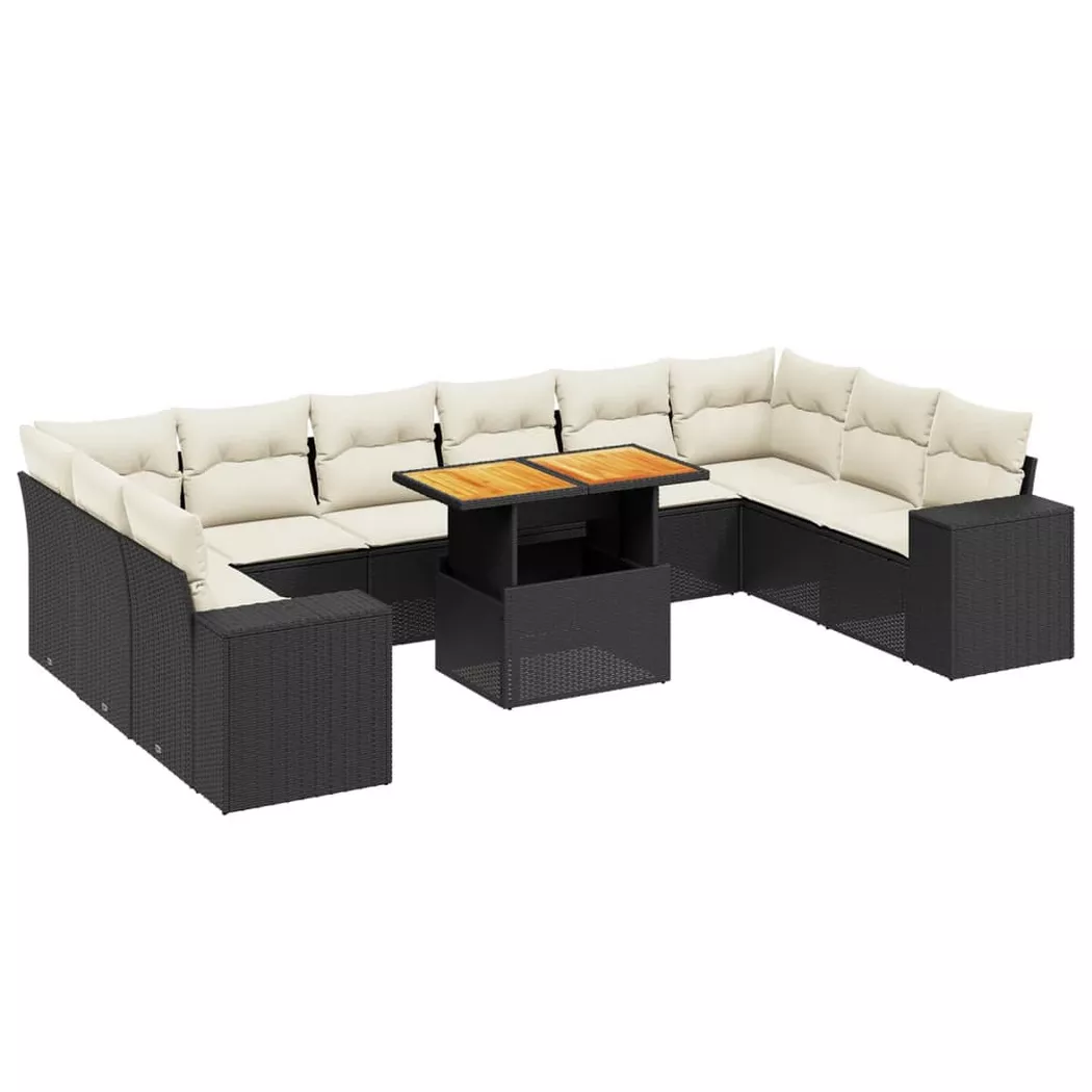 VidaXL - set divano da giardino Polirattan, One Size, Nero