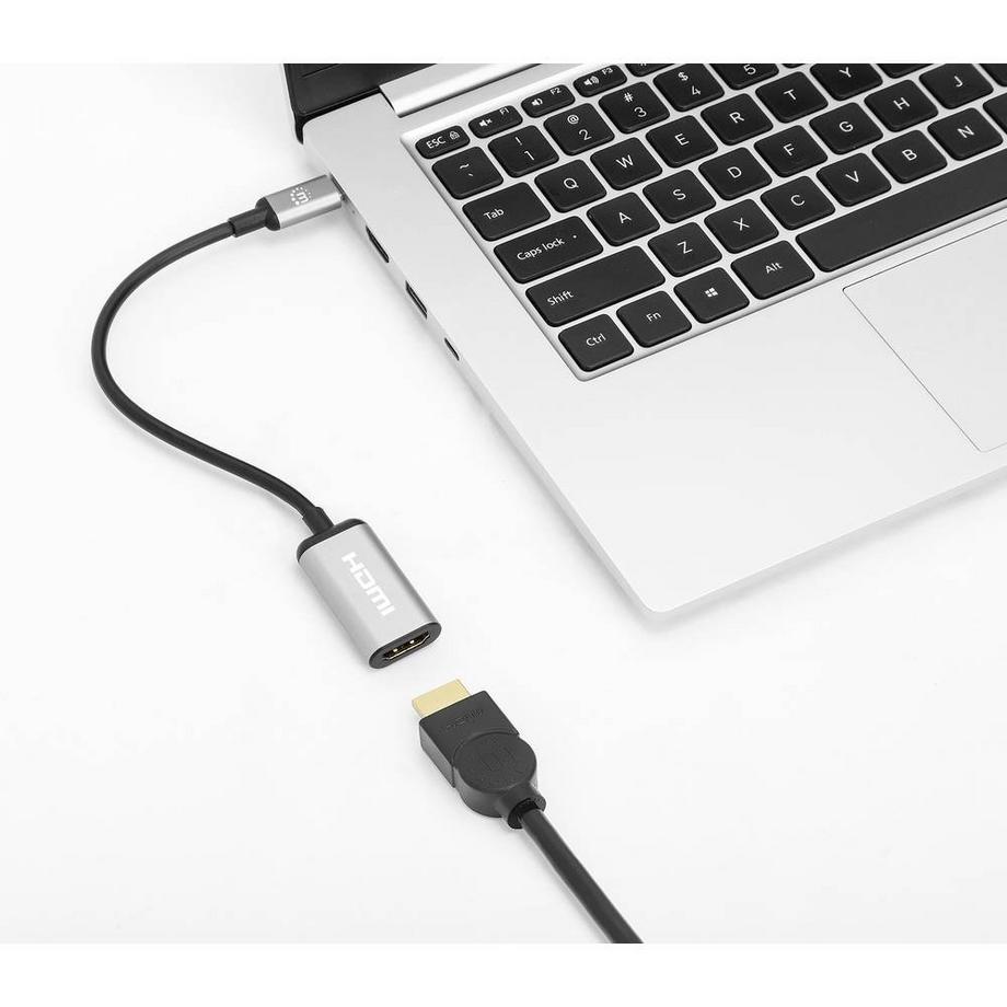 Manhattan  4K@60Hz USB-C auf HDMI-Adapter USB 3.2 Typ C-Stecker auf HDMI-Buchse aktiver Aluminium 