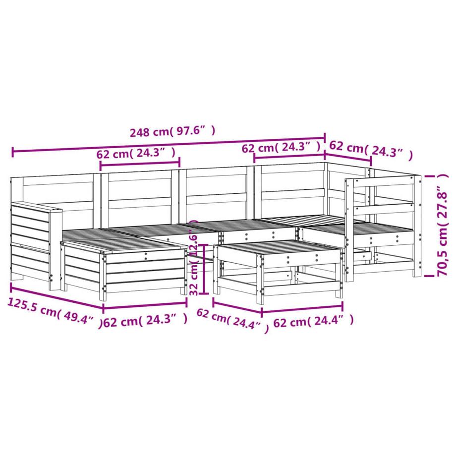 VidaXL set divano da giardino Legno di pino  