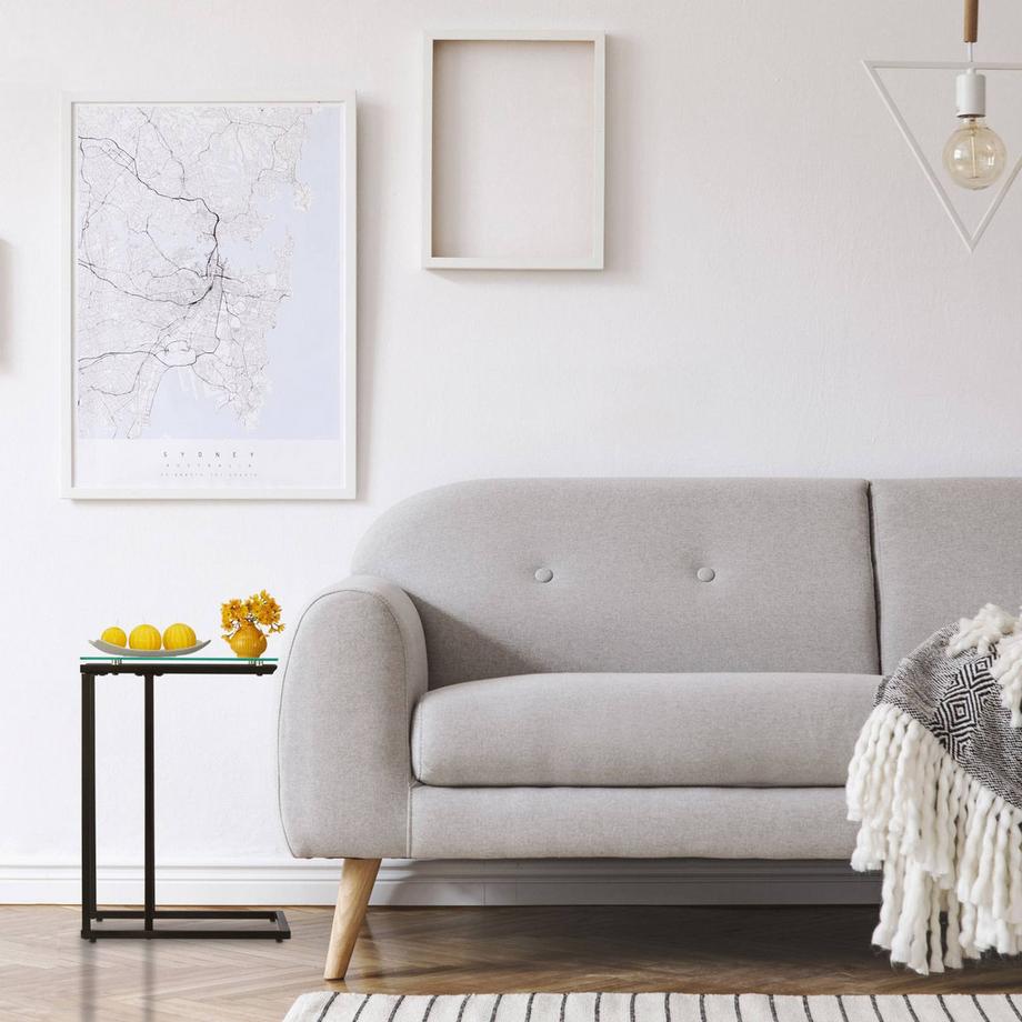 B2X U-förmiger Beistelltisch aus Glas und Metall  