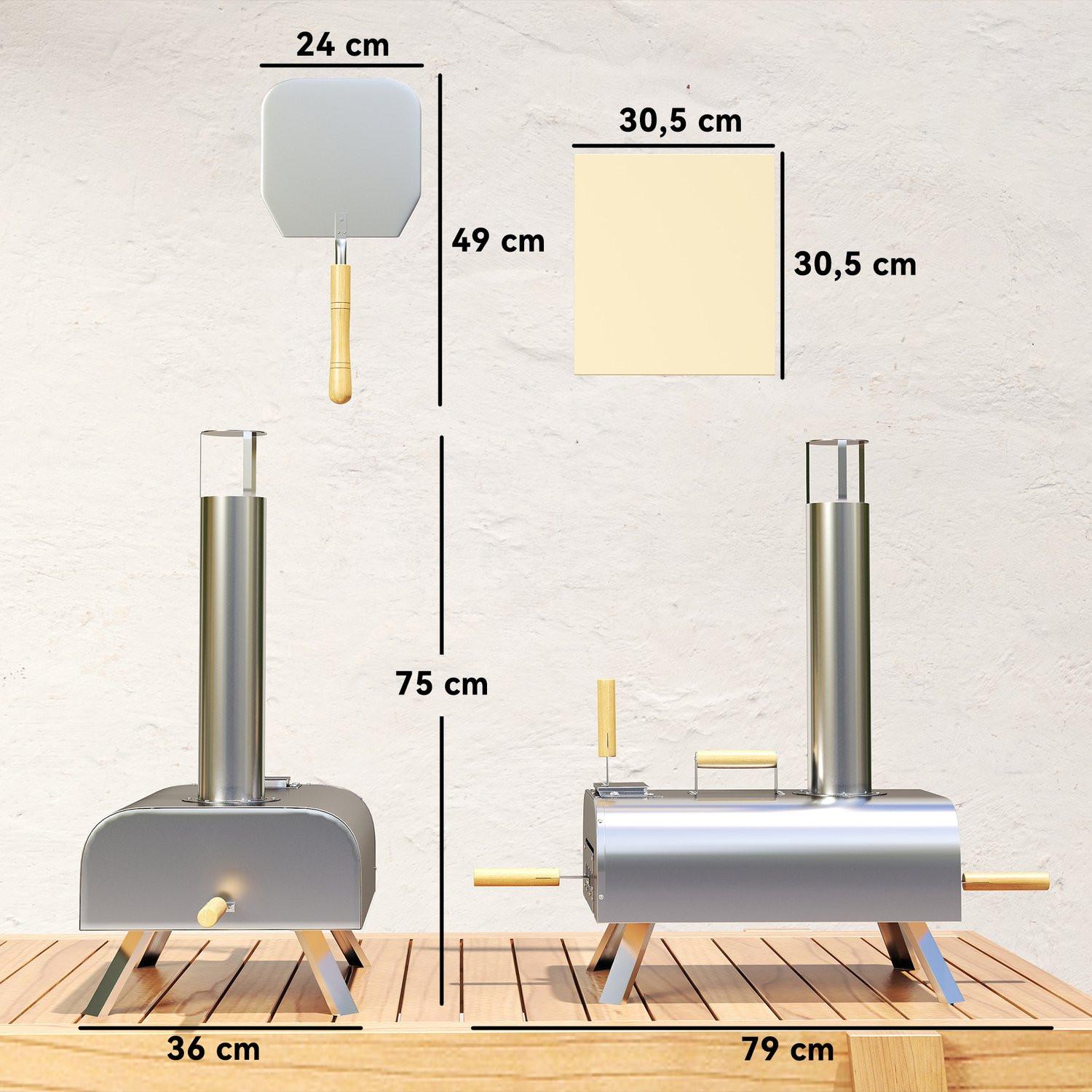 Northio Four à pizza d'extérieur, four à pizza au feu de bois en acier inoxydable, four avec pierre à pizza de 1 cm d'épaisseur, pied pliable, couvercle de pelle à pizza, four à bois portable, fours à pizza pour camping, jardin, fête  
