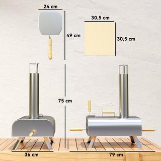 Northio Four à pizza d'extérieur, four à pizza au feu de bois en acier inoxydable, four avec pierre à pizza de 1 cm d'épaisseur, pied pliable, couvercle de pelle à pizza, four à bois portable, fours à pizza pour camping, jardin, fête  