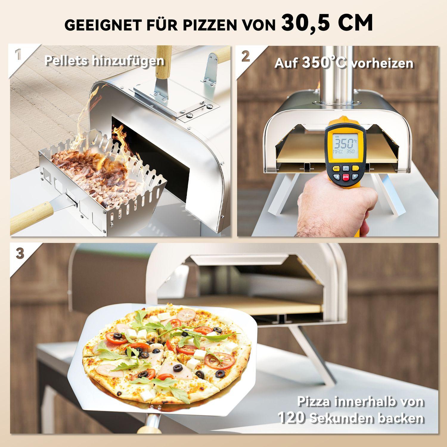 Northio Four à pizza d'extérieur, four à pizza au feu de bois en acier inoxydable, four avec pierre à pizza de 1 cm d'épaisseur, pied pliable, couvercle de pelle à pizza, four à bois portable, fours à pizza pour camping, jardin, fête  